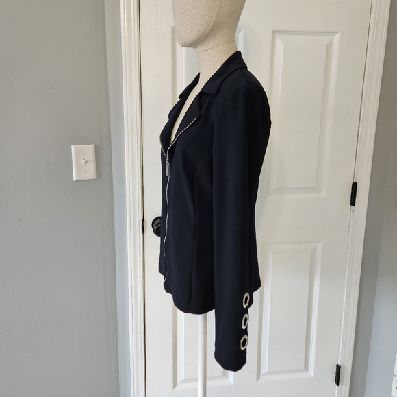 Joseph Ribkoff Navy Zip-Front Blazer Jacket - Picture 2 of 4
